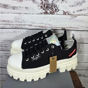 Palladium Revolt lo Sneakers Black Canvas Chunky Platform Size 8.5